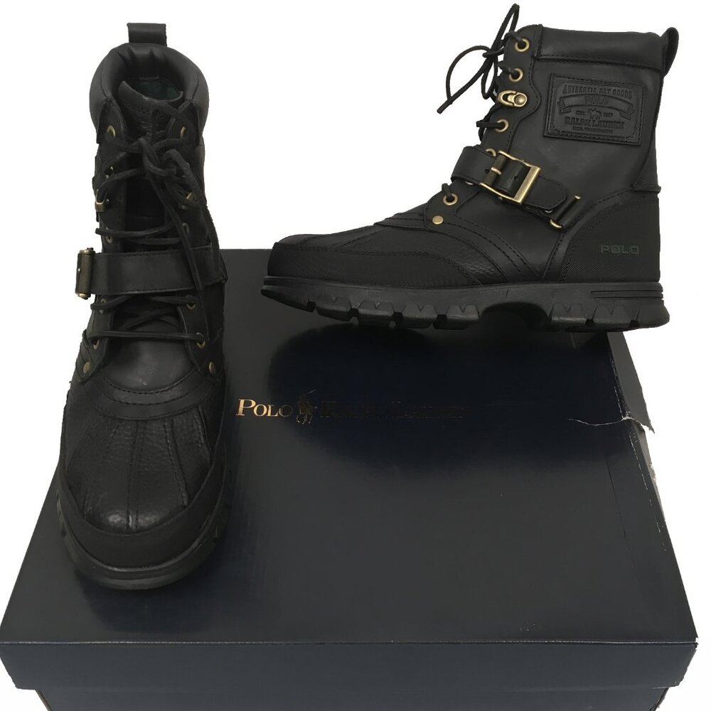 NEW RARE Vintage Polo Ralph Lauren Tenard Boots! Black Leather 8.5 9.5 13